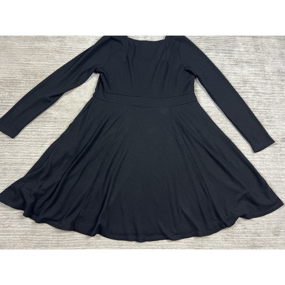 Torrid Dress Womens 00 Black Long Sleeve Mini Waffle Knit Polyester Blend Pocket - Picture 10 of 14